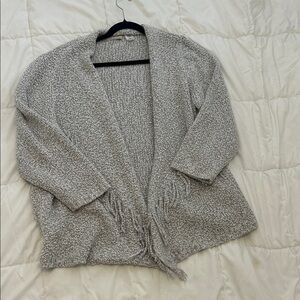 Alfred Dunner Light Gray Textured Cardigan